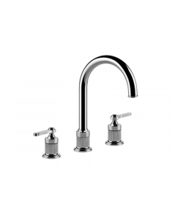 Gessi Venti20 65015 miscelatore medio 3 fori soprapiano, bocca a ombrello con scarico