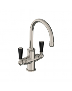 Lefroy Brooks Miscelatore per lavabo mono tubolare classico con leve nere BL 1180