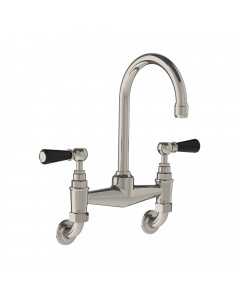 Lefroy Brooks Miscelatore per lavabo classico a ponte a parete con leve nere BL 9008