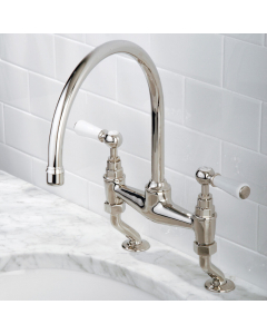 Lefroy Brooks Miscelatore per lavabo classico a ponte con leve bianche WL 9007
