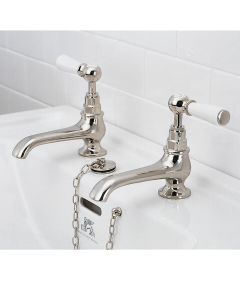 Lefroy Brooks Rubinetto a colonna per lavabo classica a naso lungo con leve bianche WL 8030