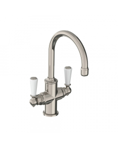 Lefroy Brooks Miscelatore mono per lavabo tubolare classico con leve bianche WL 1180