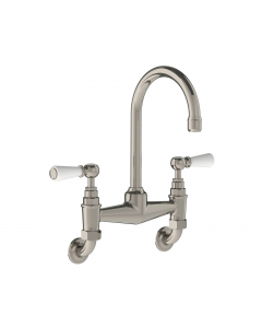 Lefroy Brooks Miscelatore per lavabo classico a ponte a parete con leve bianche WL 9008