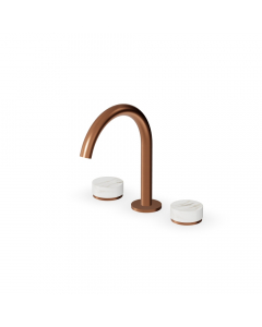 Batteria lavabo a 3 fori con maniglie in marmo Calacatta oro Zucchetti Isy22 ZIS4340.P91-Copper Brushed PVD