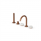 Batteria bordo vasca 5 fori con maniglie in marmo Calacatta oro Zucchetti Isy22 ZIS4533.P91-Copper Brushed PVD | Edilceram Design