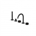 Batteria bordo vasca 5 fori con maniglie noire dorè Zucchetti Isy22 ZIS5533.N6-Nero Opaco | Edilceram Design