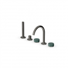 Batteria bordo vasca 5 fori con maniglie in marmo verde Aver Zucchetti Isy22 ZIS6533.C50-Metal Black | Edilceram Design