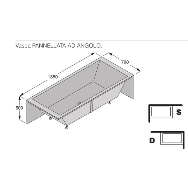 Boffi SWIM C QAWANR01 vasca da bagno Pannellata ad Angolo incasso a muro | Edilceram Design