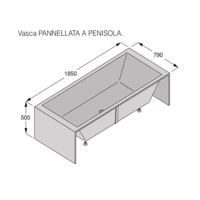 Boffi SWIM C QAWPER01 vasca da bagno Pannellata a Penisola incasso a muro | Edilceram Design